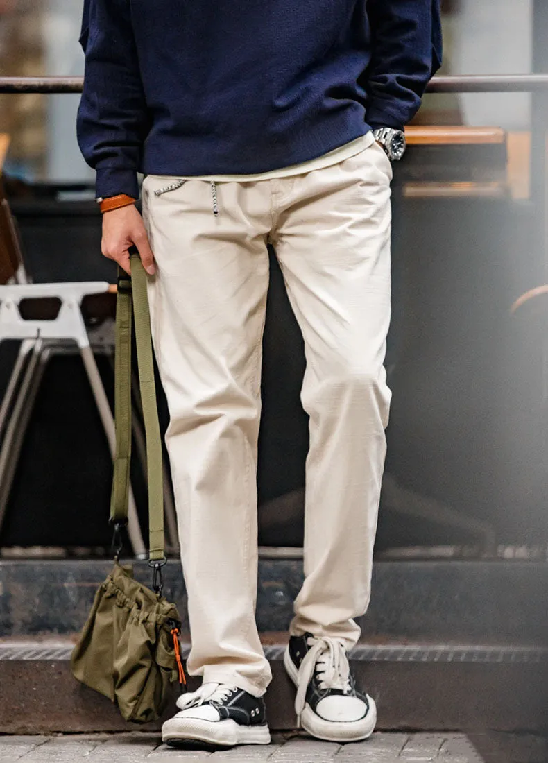 American Casual Cotton Plaid Loose Straight Men's Trousers