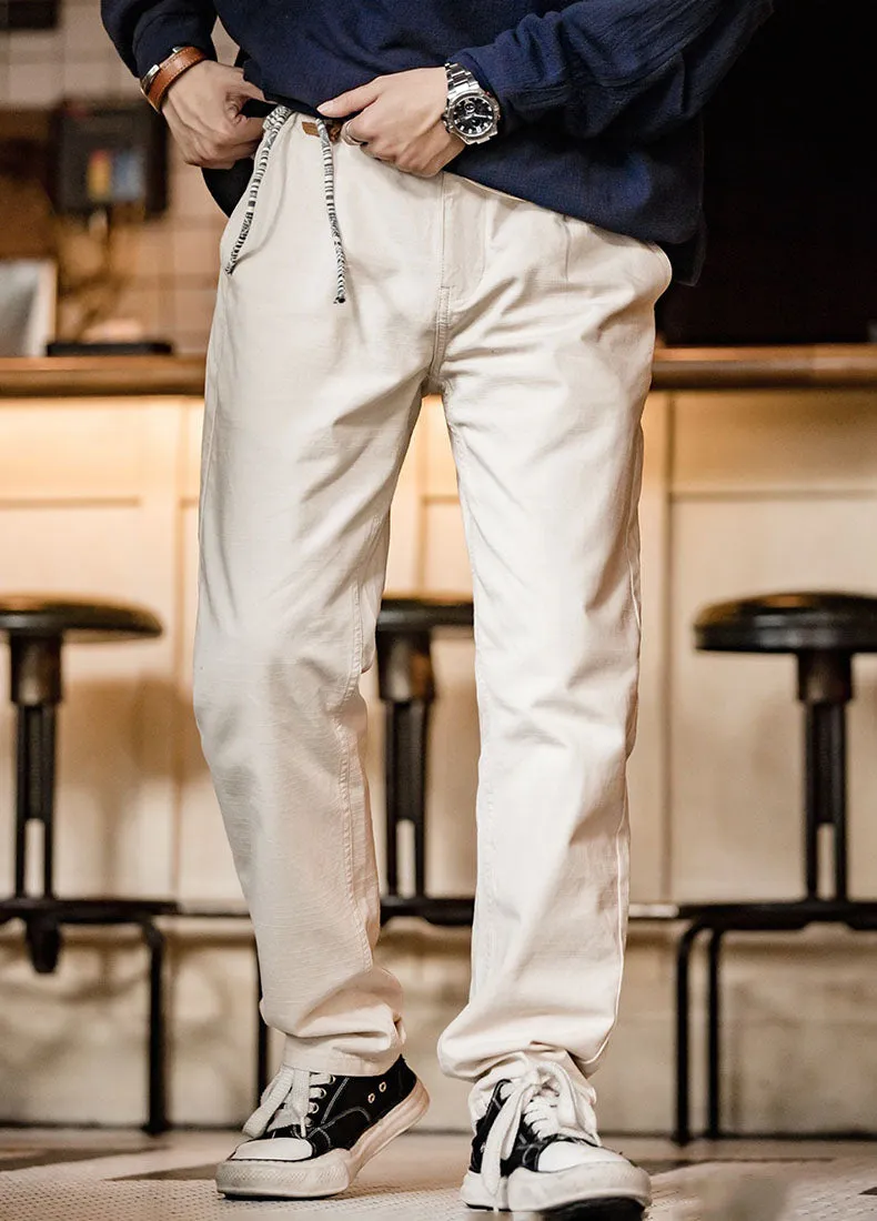 American Casual Cotton Plaid Loose Straight Men's Trousers