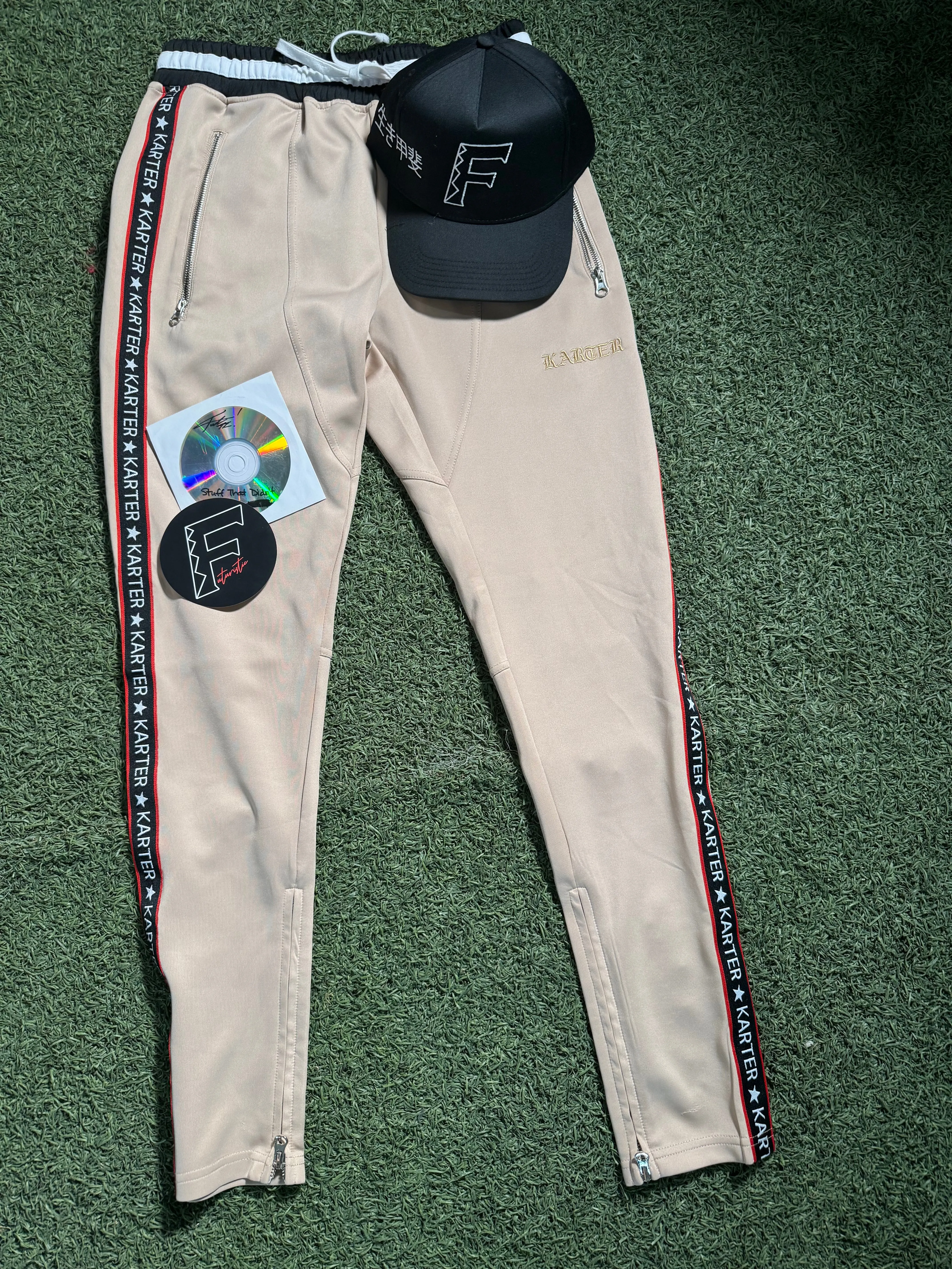Beige Track Pants