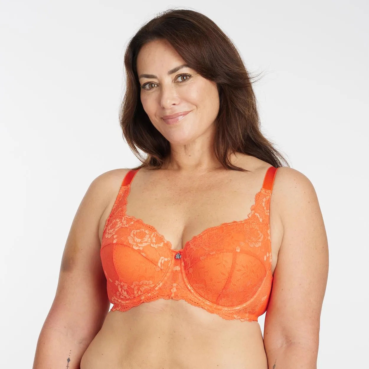Bella Rosa Lace Padded Full Cup Bra - Salsa Orange