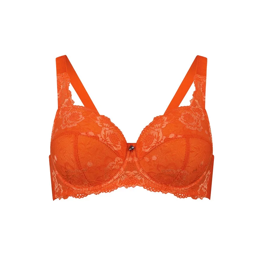 Bella Rosa Lace Padded Full Cup Bra - Salsa Orange