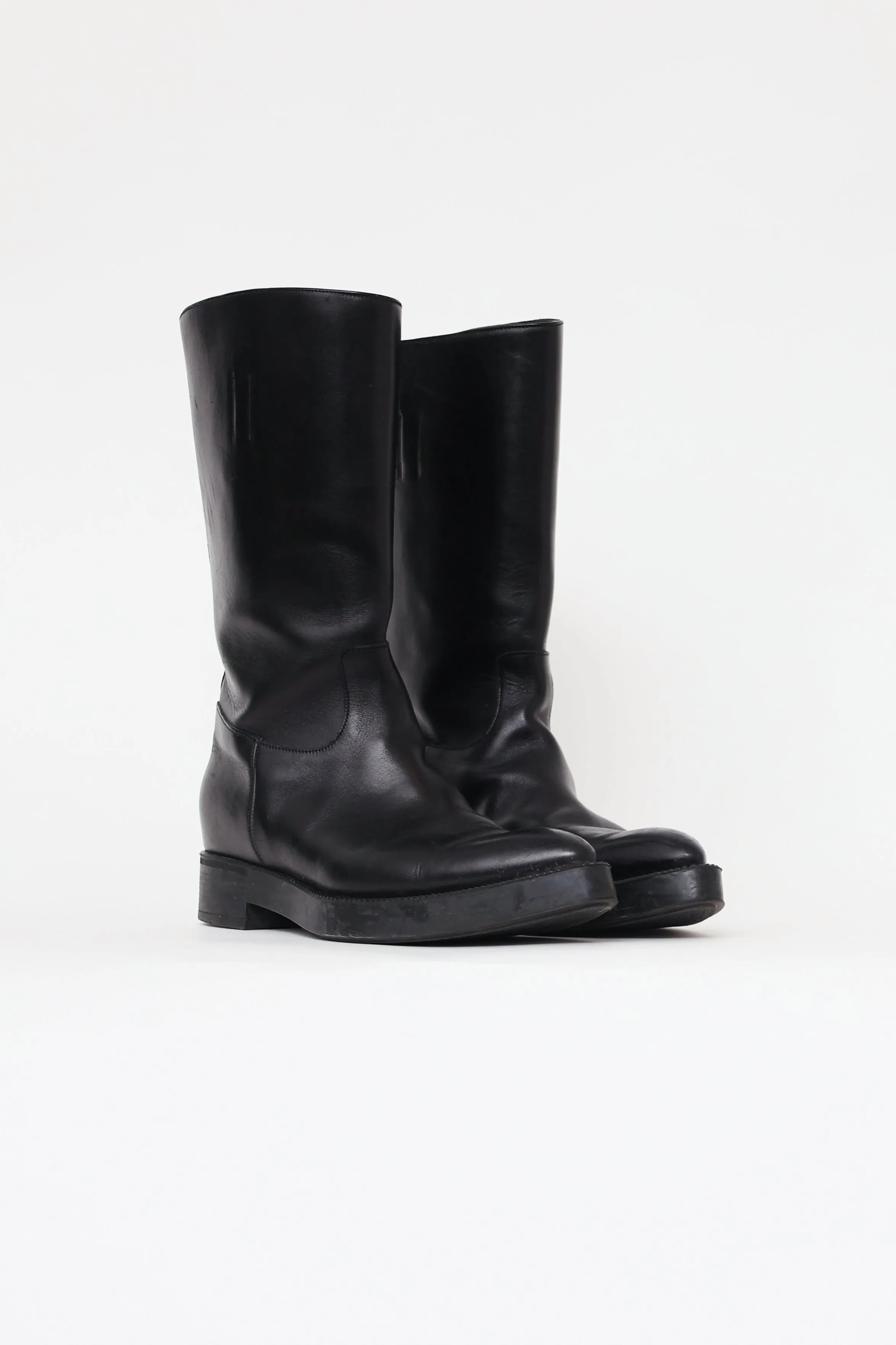 Black Leather Riding Boot
