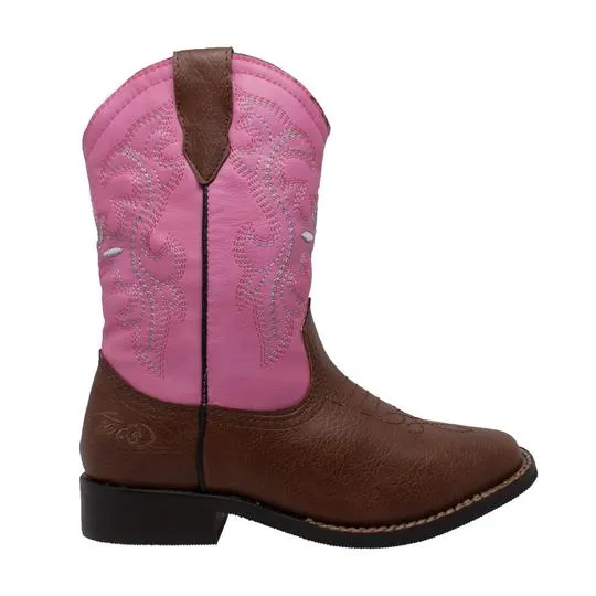 Children's 8" Western Pull on Pink Leather Boots