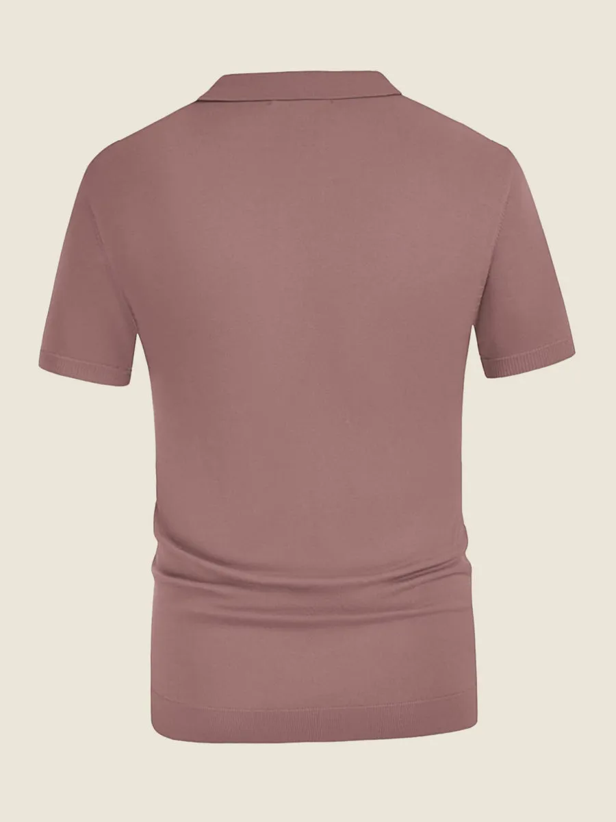 Classic Striped Button Placket Knit Polo