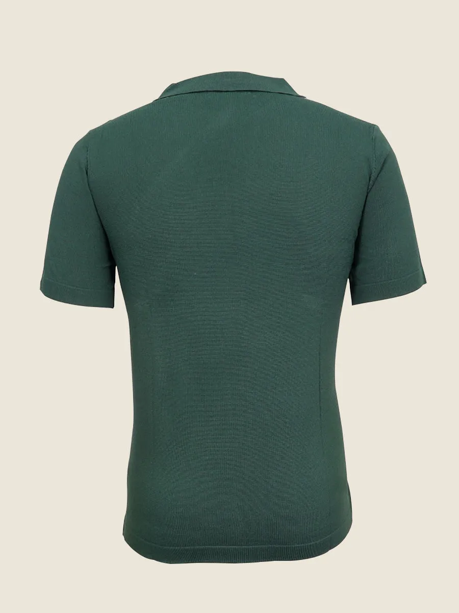 Color Block Ribbed Open Collar Polo