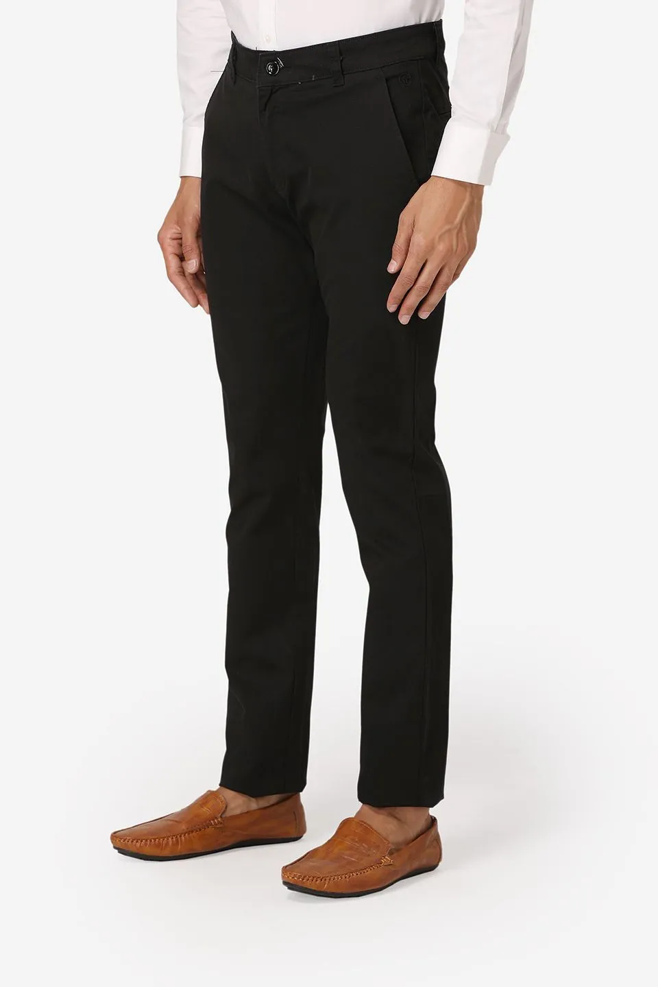 Cotton Twill Black Chinos