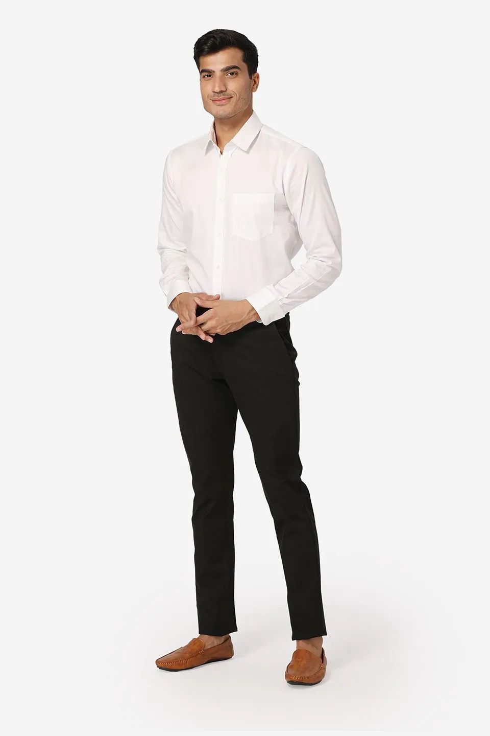 Cotton Twill Black Chinos