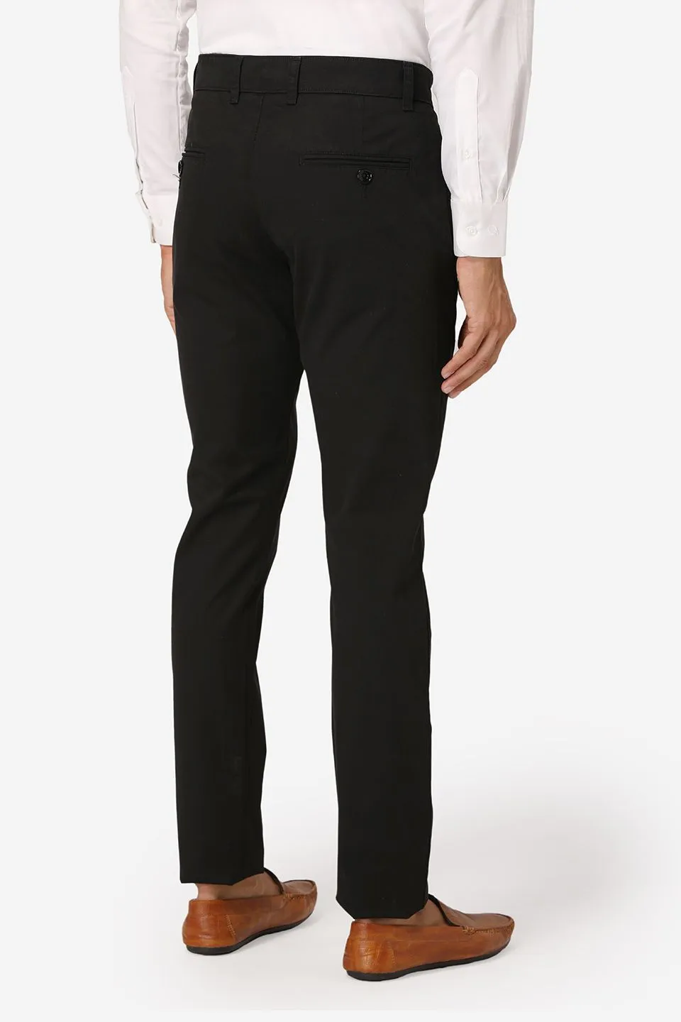 Cotton Twill Black Chinos