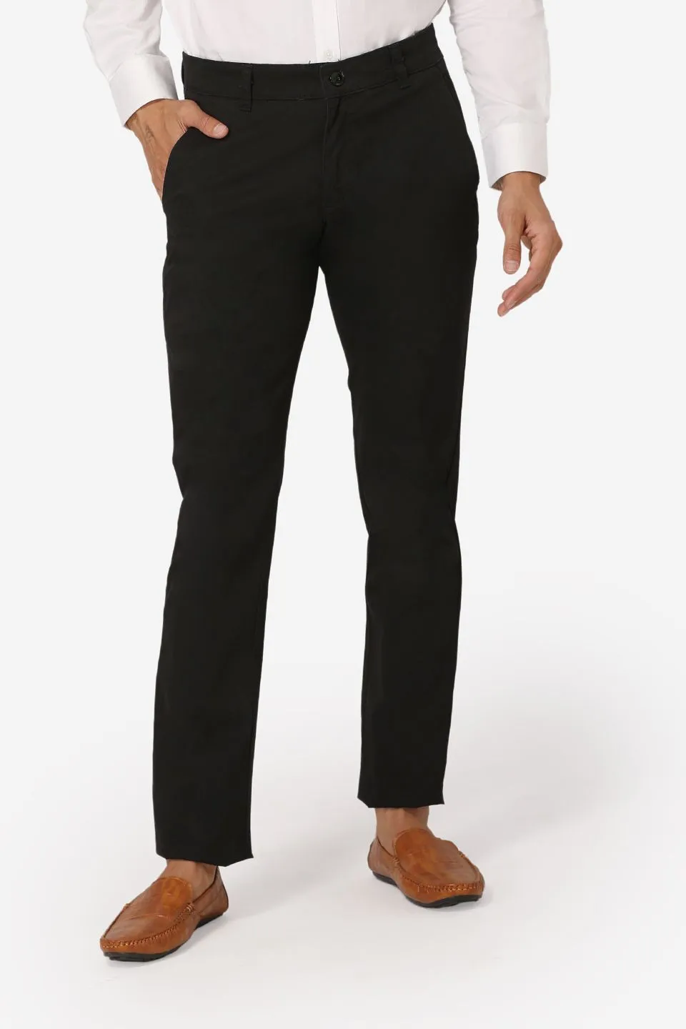 Cotton Twill Black Chinos