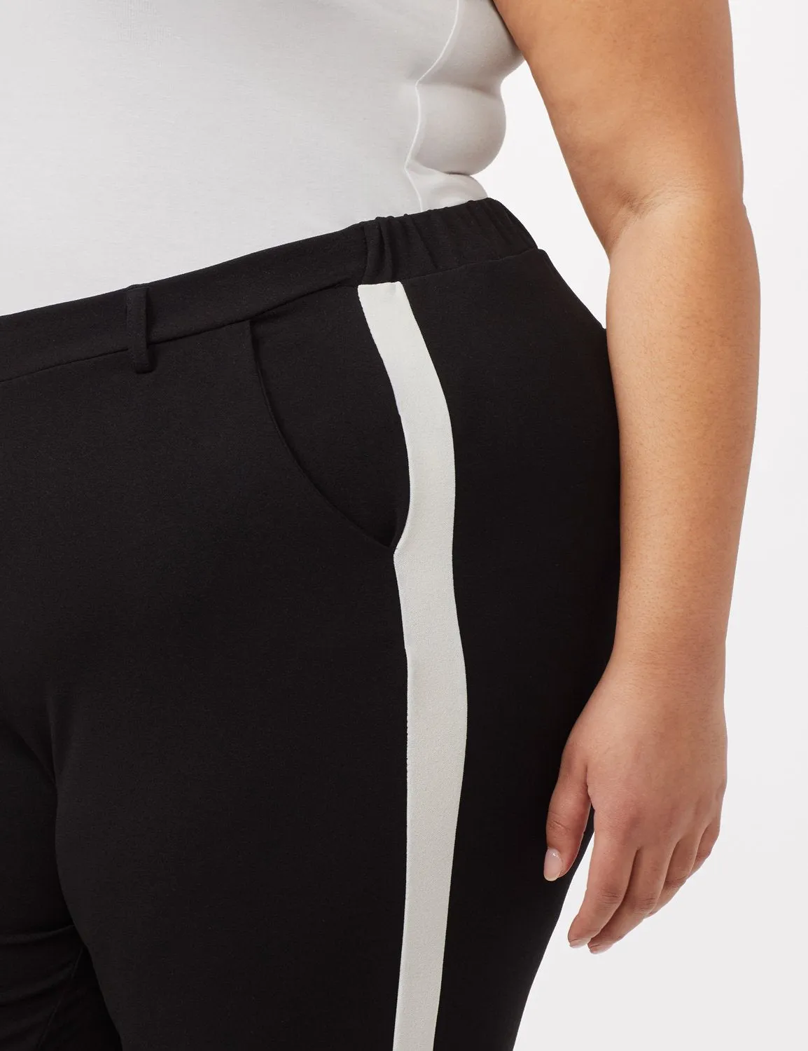 Cropped Tuxedo Stripe Knit Pants
