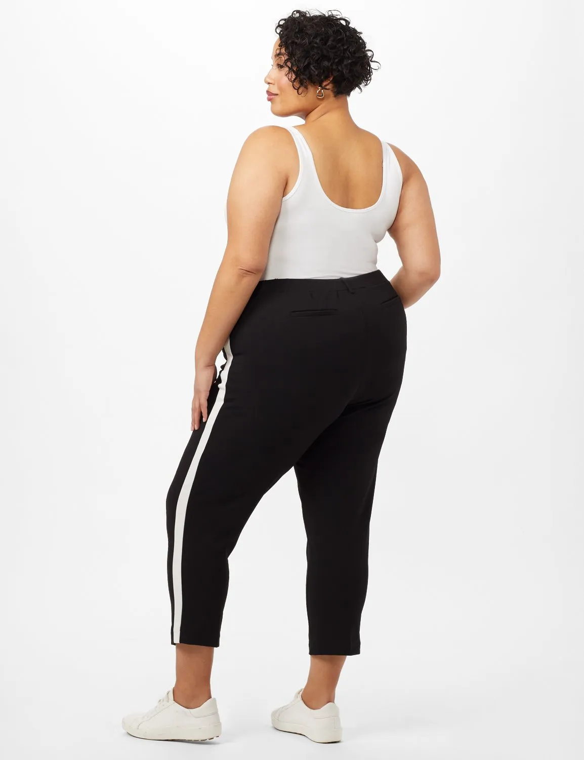 Cropped Tuxedo Stripe Knit Pants
