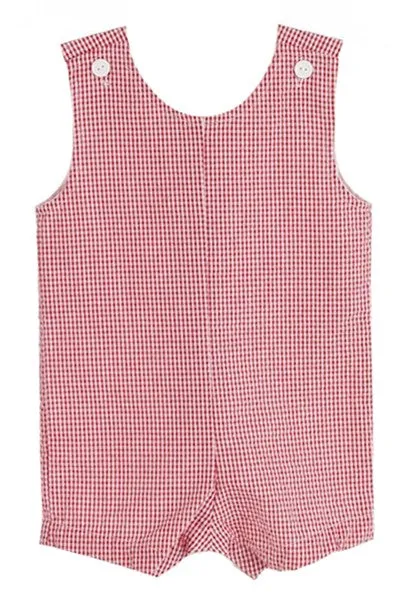 Funtasia Color Works Baby / Toddler Boys Seersucker Gingham Shortall - Red