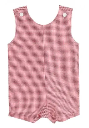 Funtasia Color Works Baby / Toddler Boys Seersucker Gingham Shortall - Red
