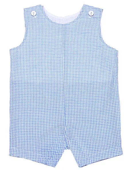 Funtasia Color Works Infant / Toddler Boys Gingham Seersucker Jon Jon - Light Blue