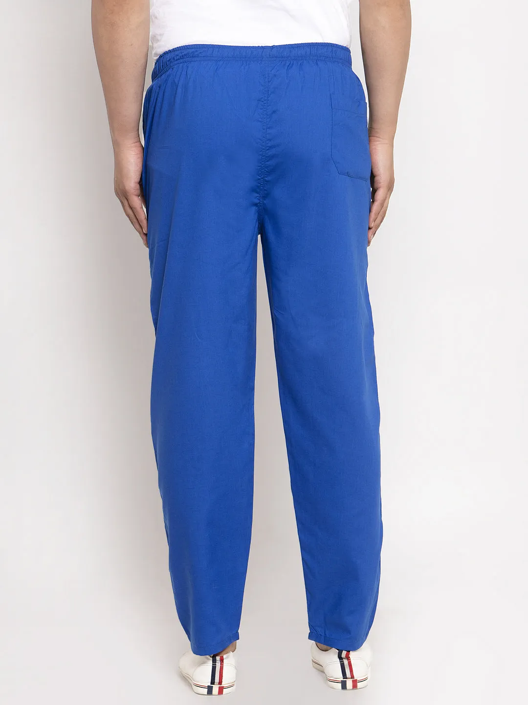 Jashvi Men's Blue Solid Cotton Track Pants